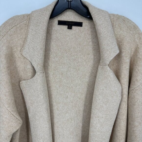 Maxsport Long Open Front Cardigan Sweater M Cinched Bell Sleeves Tan - Picture 6 of 9